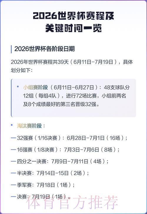 2026世界杯赛程安排与比赛亮点揭示